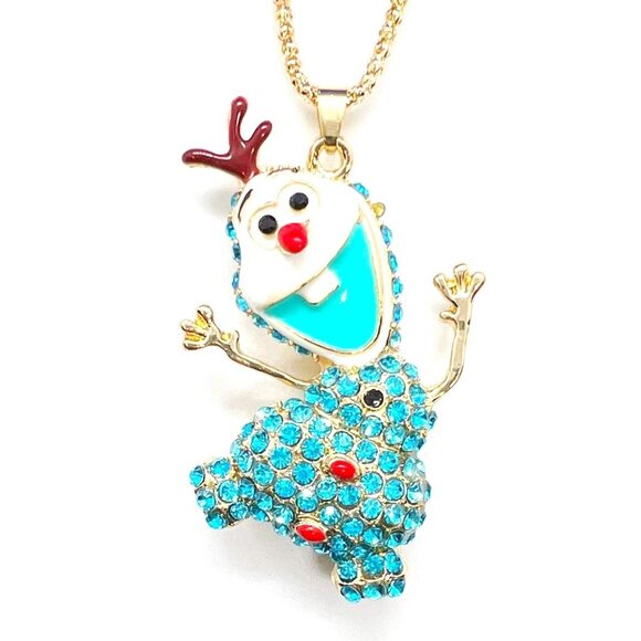 Blue OLAF Character Snowman Pendant Necklace - Picture 1 of 1